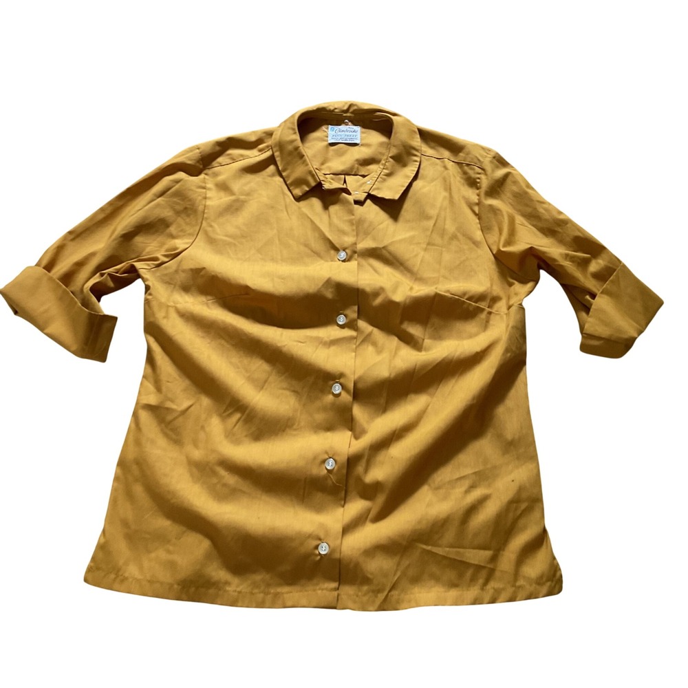 Vintage Glenbrooke Mustard Yellow Penn-Prest Button Down Shirt Cuffed Sleeve